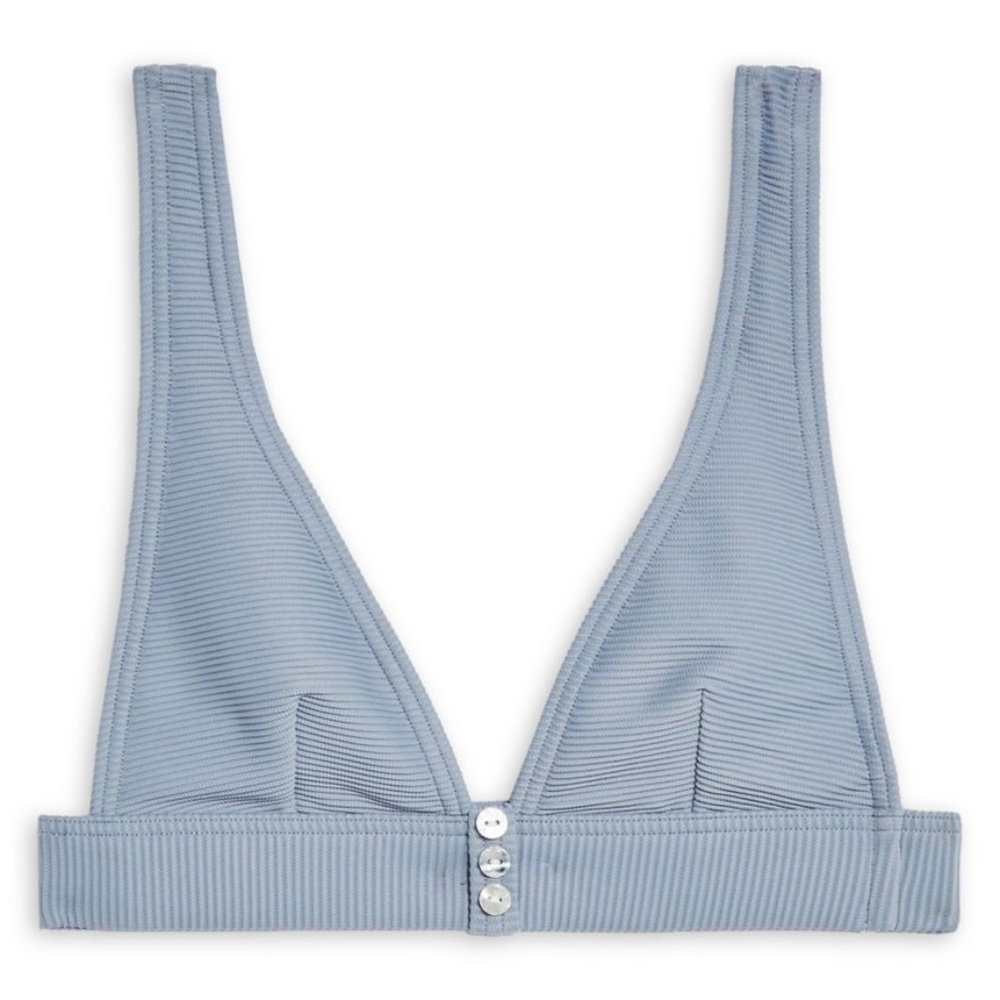 TOPSHOP Ribbed Button Triangle Bikini Top